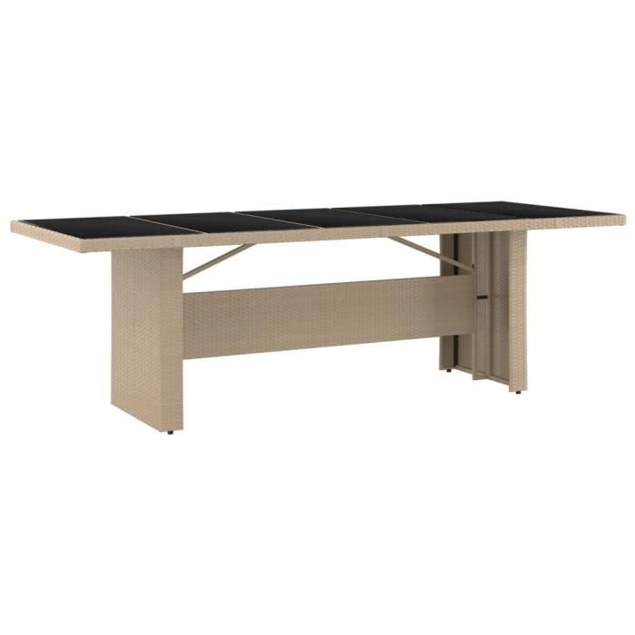 VidaXL Garden Table Glass Top Woven Resin Tempered Glass 319557