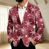 Men's Corduroy with Christmas Print Business Casual Suit Jacket for Holiday Party