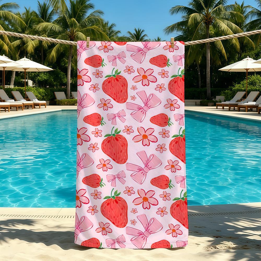 Strawberry Cute Anime Towel For Outdoor Camping Beach Towel Super Absorbent Quick-Drying Summer Towel