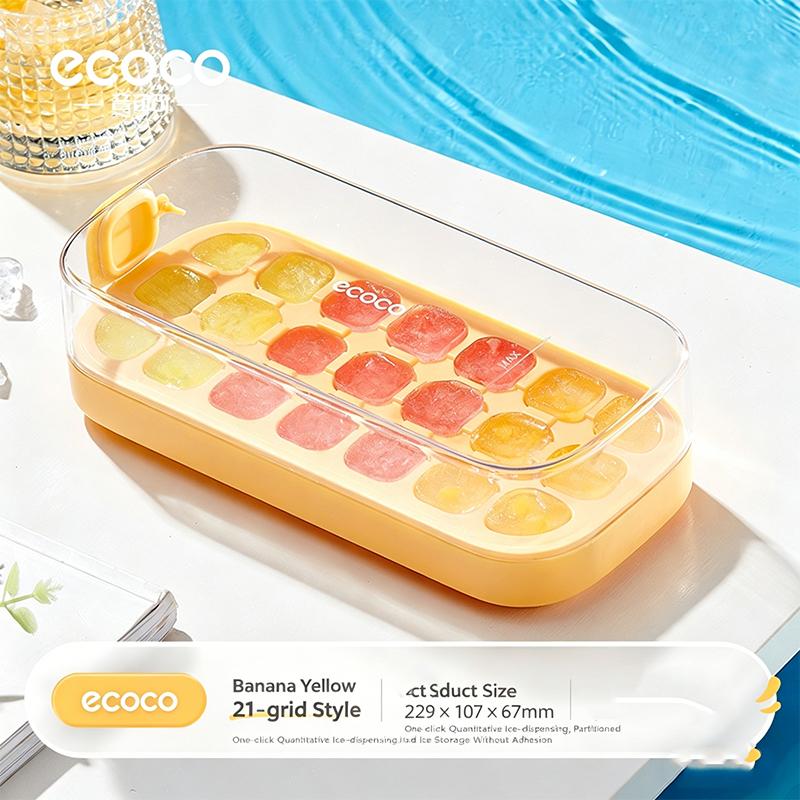 Silicone Ice Cube Tray With One Press Release Lid And Container Stackable Ice Mold For Freezer Summer Beverage Accessories