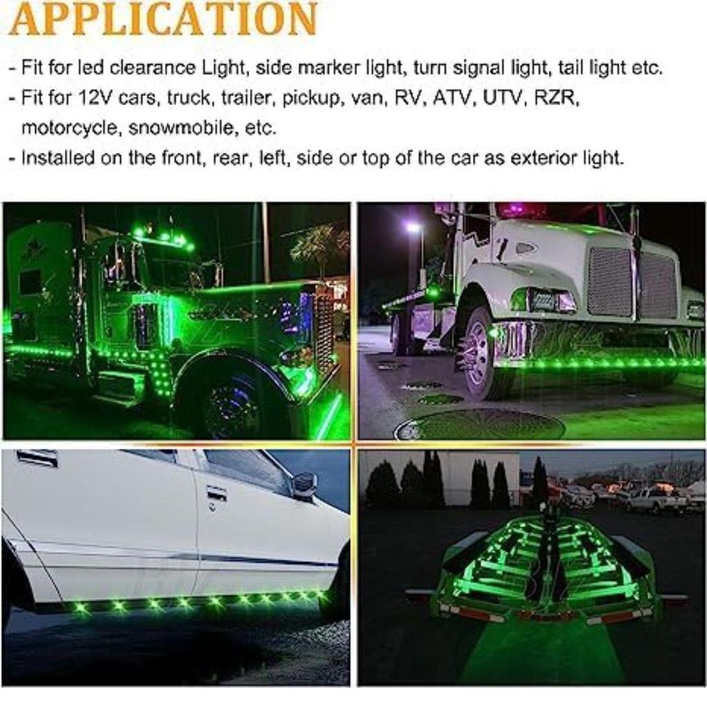 8-Pack 24V Green Led Light Universal Vehicle for Truck Tractor Bus,Iseki,Yanmar Red Emergency Roadside Flashers| 2 Pieces