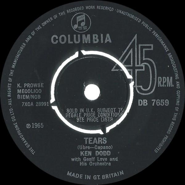 7inch Record KEN DODD, GEOFF LOVE - Tears DB7659 Columbia 1965 UK Pop Used