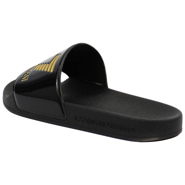Emporio Armani EA7 Gold Logo Rubber Slide Sandals Unisex Footwear Black XCP001XCC22M631