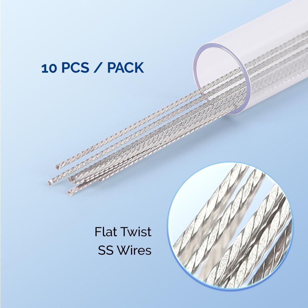 10Pcs Dental Orthodontic Lingual Retainer Wires Flat Straight Twist Wires Stainless Steel 15Cm Dentistry Materials