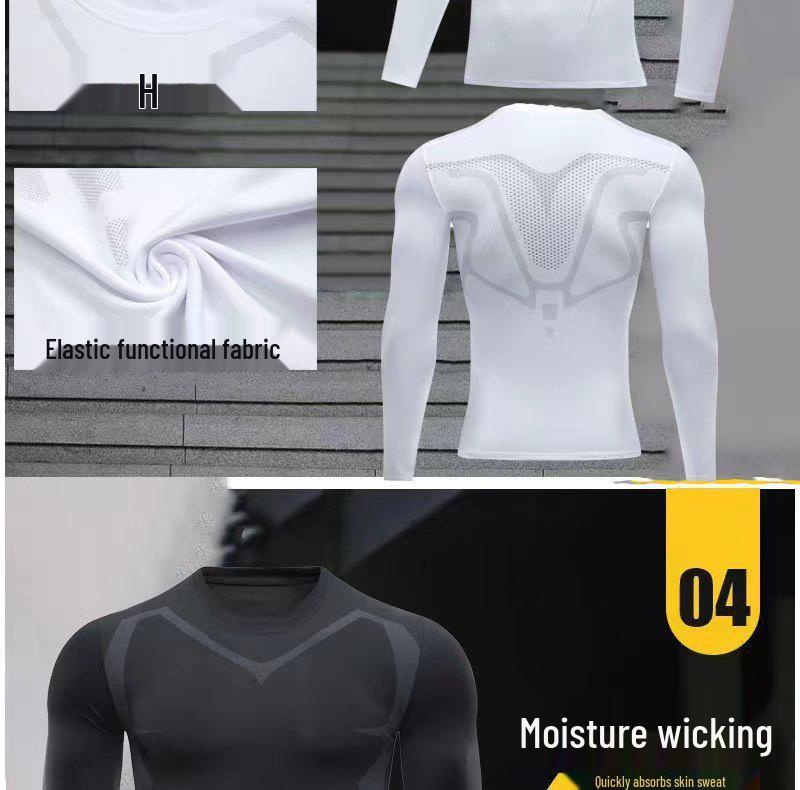 Herren Hochelastischer Schnelltrocknender Feuchtigkeitstransportierender Langarm-Sportanzug für Basketball und Laufen