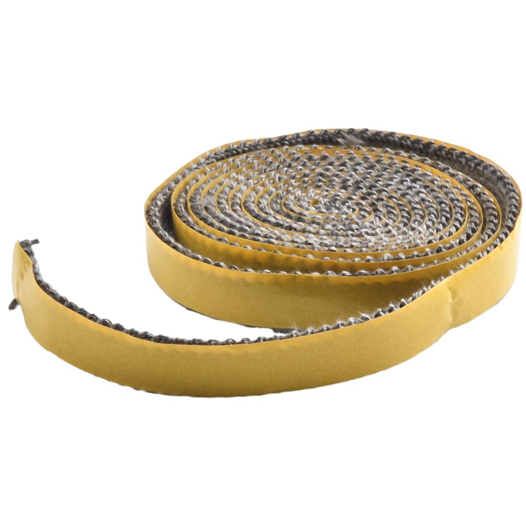 10/15mm Coardă de Etanșare Șemineu Etanșant Autoadeziv din Fibră de Sticlă pentru Ușa Sobelor pe Lemne, Înlocuire 2M Bandă Garnitură Neagră