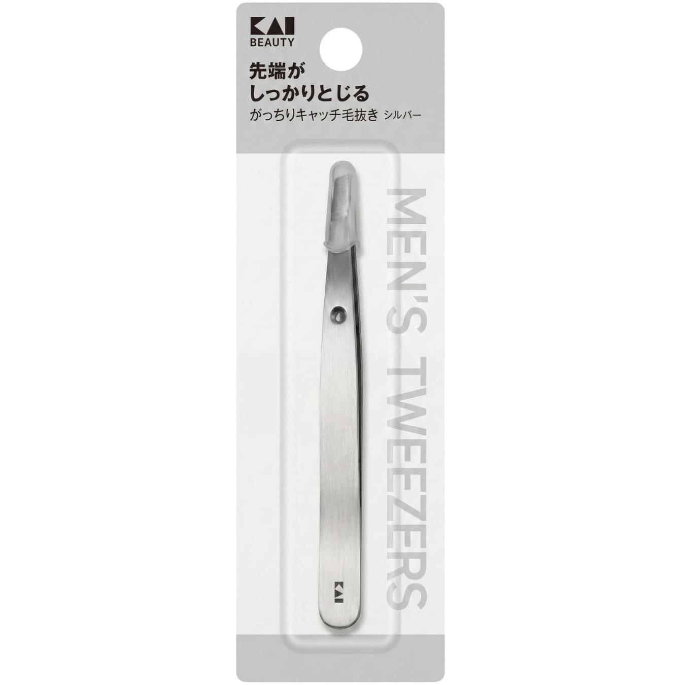 KAI Gacchiri Catch Tweezers Slanted Tips Cap Eyebrows KQ1831