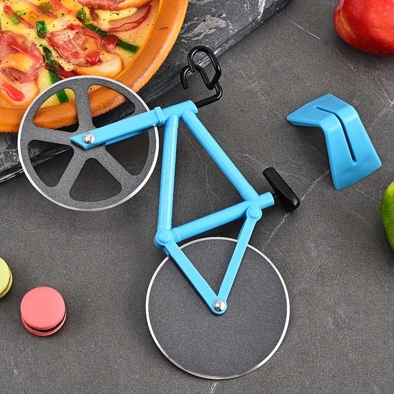 1 piece, bicycle pizza cutter, creative roller pizza cutter, double wheel pizza wheel cutter, pizza cutter, cake cutter