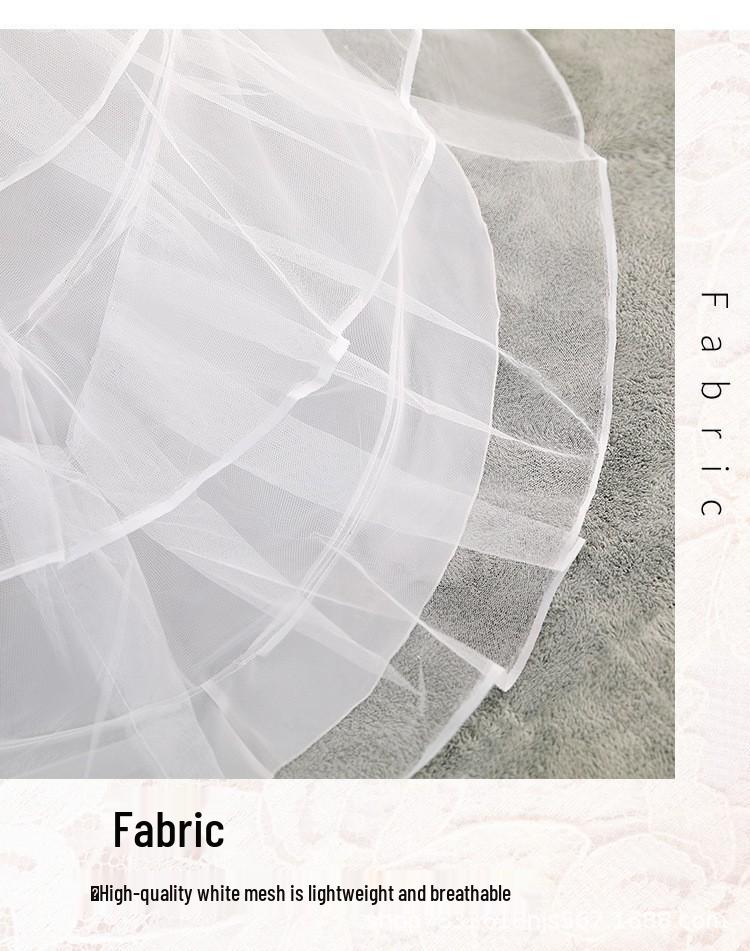 Extragroßer Schleppen-Hochzeitsunterrock mit drei Tülllagen, zwei Stahlreifen & elastischem Bund