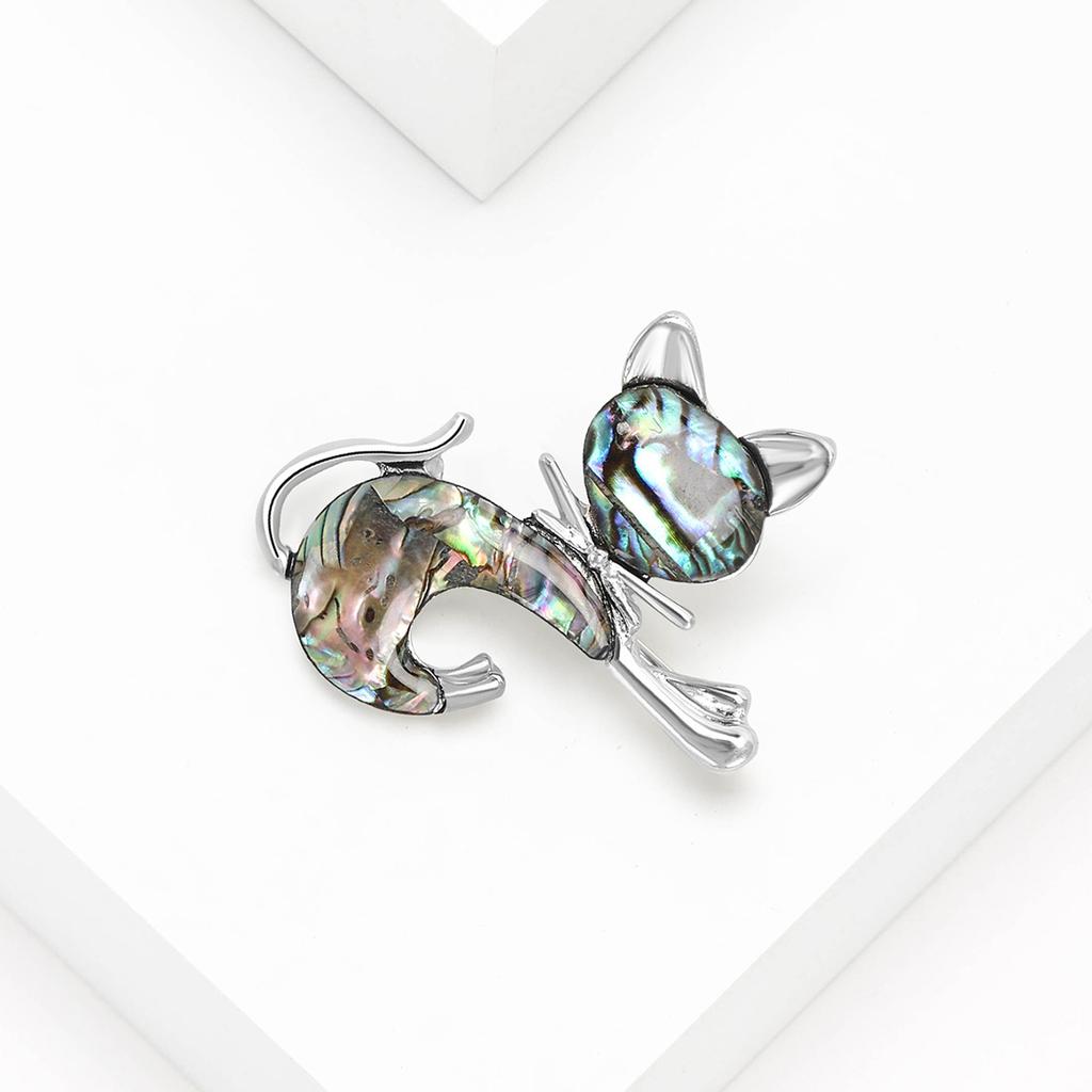 Creative High-End Shell Cat Brooch Jewelry, Fashionable Personalized Alloy Pin Brooch