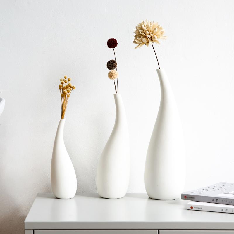 Modern Minimalist White Ceramic Matte Flower Vase Decorative Vase for Dried Flower Centerpiece Art Crafts Home Table Decoration