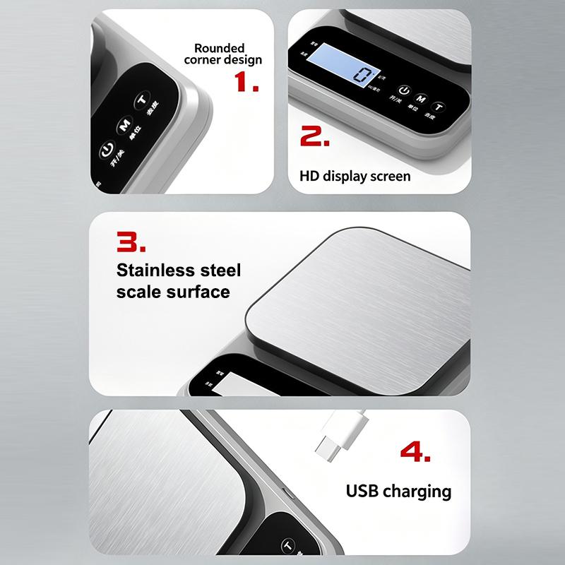 10Kg Kitchen Scale Baking Gram Weight Scales Lcd Display Rechargeable Electronic Table Scale Personal Healthy Diet Food Scale