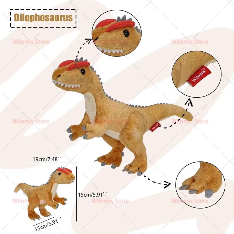 Jouet Peluche Dinosaure Simulation Bébé Dinosaure Animal en Peluche Spinosaurus Tyrannosaure Dilophosaure Poupée Douce Cadeau pour Enfants