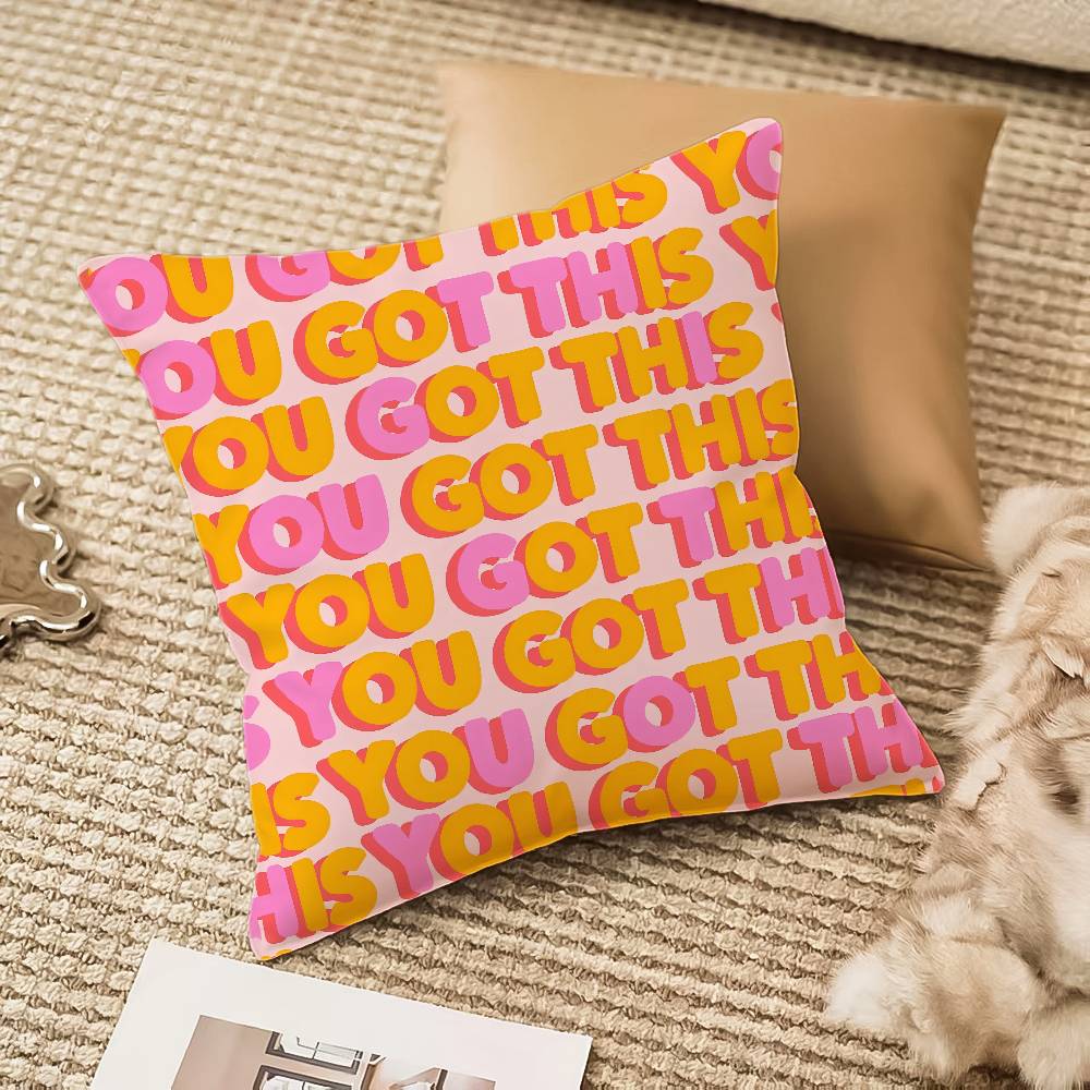 

Simple English letters Pillow Case Anti-dustmite Invisible zipper Sofa Bed 12x12Inch