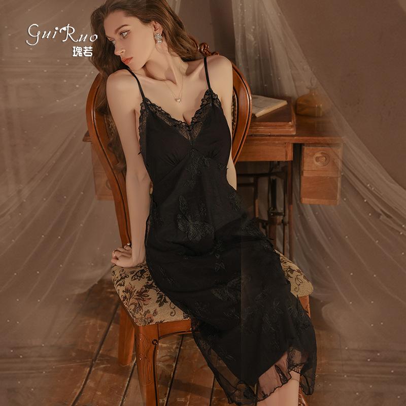 Women's Plus Size Summer Embroidered Padded Cami Sleep Dress with Robe Set