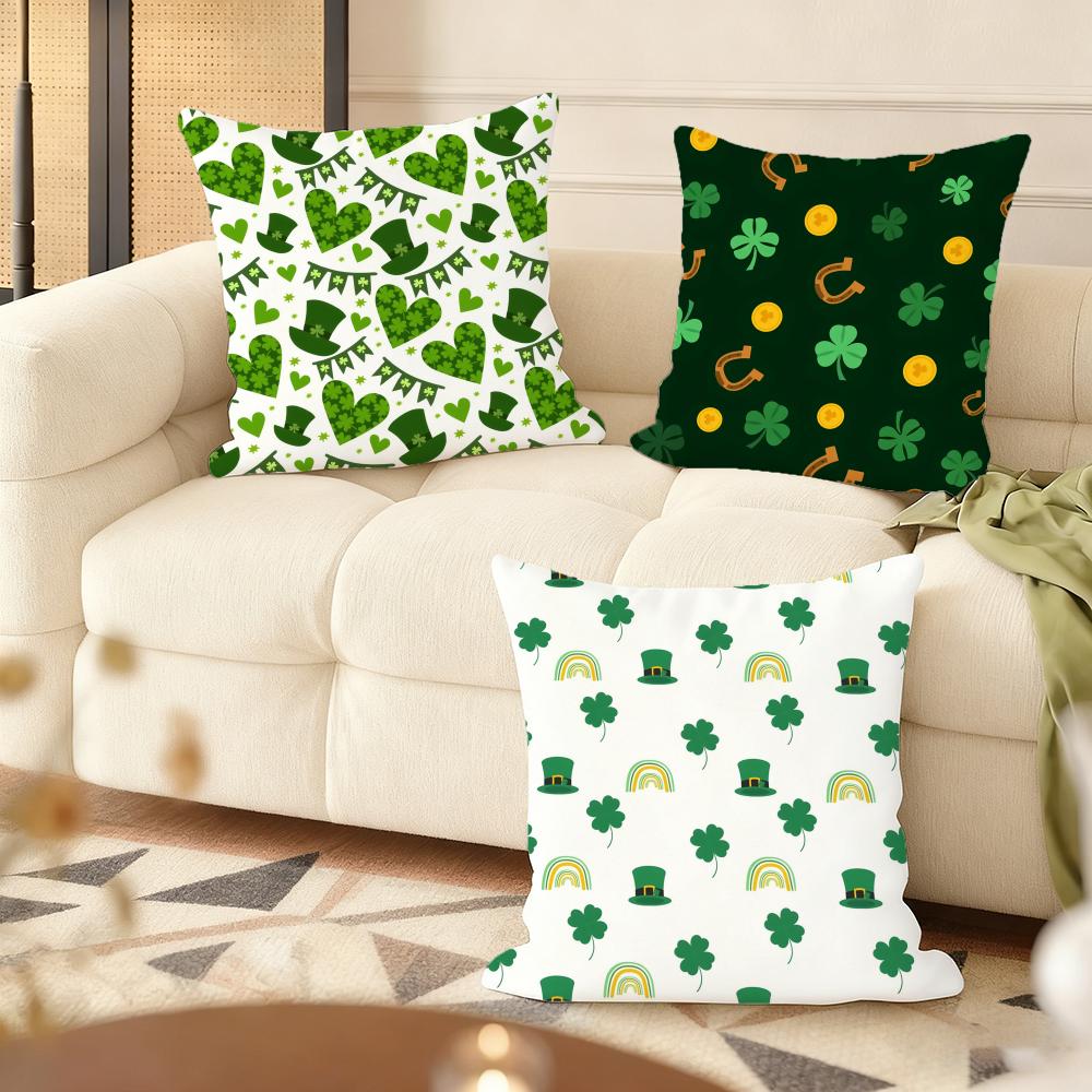 Funny St. Patrick'S Day Cushion Cover Soft Short Plush Pillow Cover Smooth Cozy Texture Aesthetic Cushion Case Home Decor