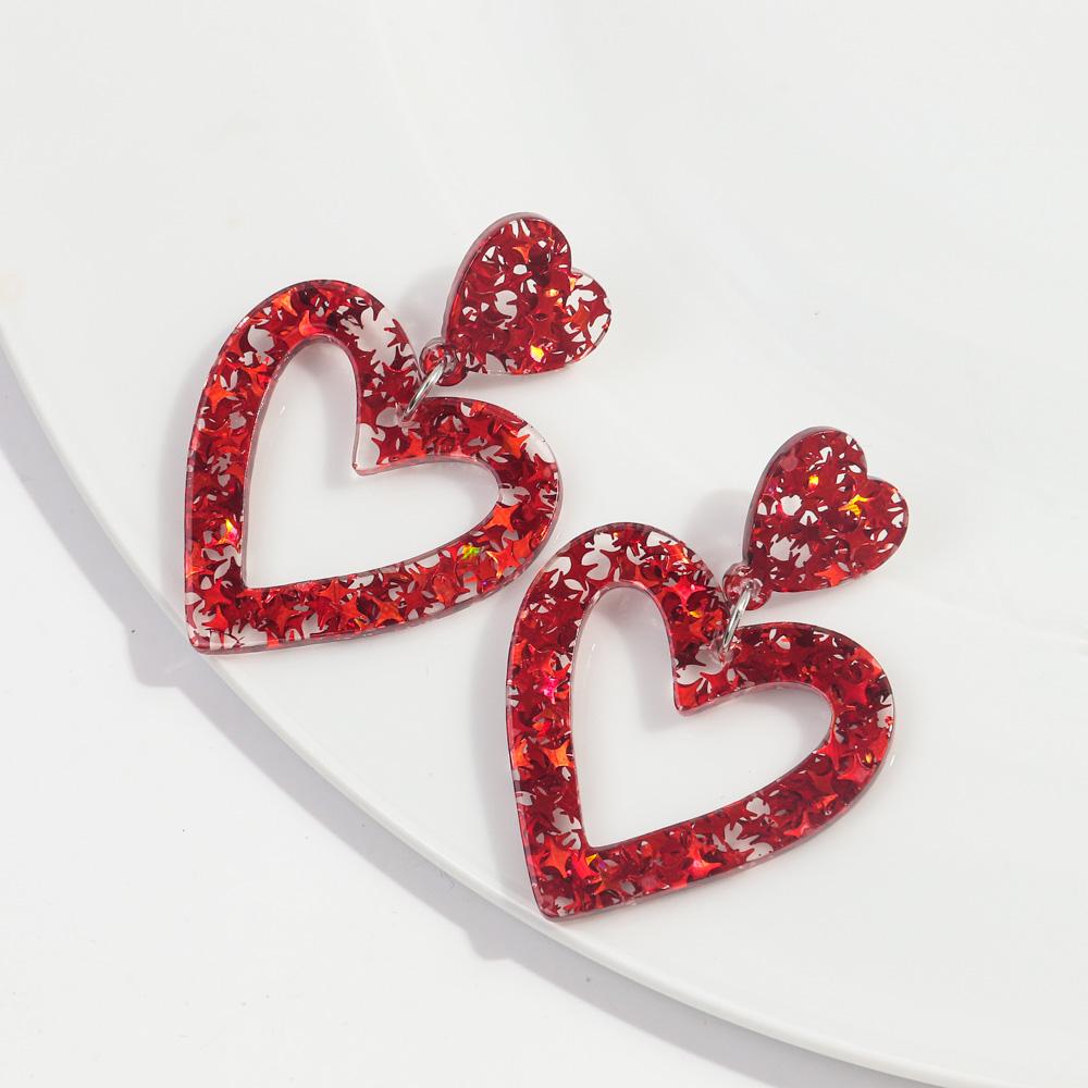 Personalized Gold Color Hollow Big Heart Thorn Drop Earrings for Women Vintage Love Shape Pendant Earring Trendy Jewelry Gifts красный