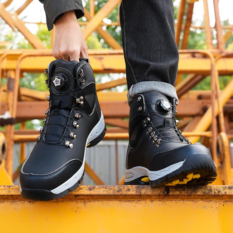 Waterproof Safety Boots Men Indestructible Steel Toe Work Boots Anti-smash Stab-resistant Safety Shoes Hombre Biker Botas Para