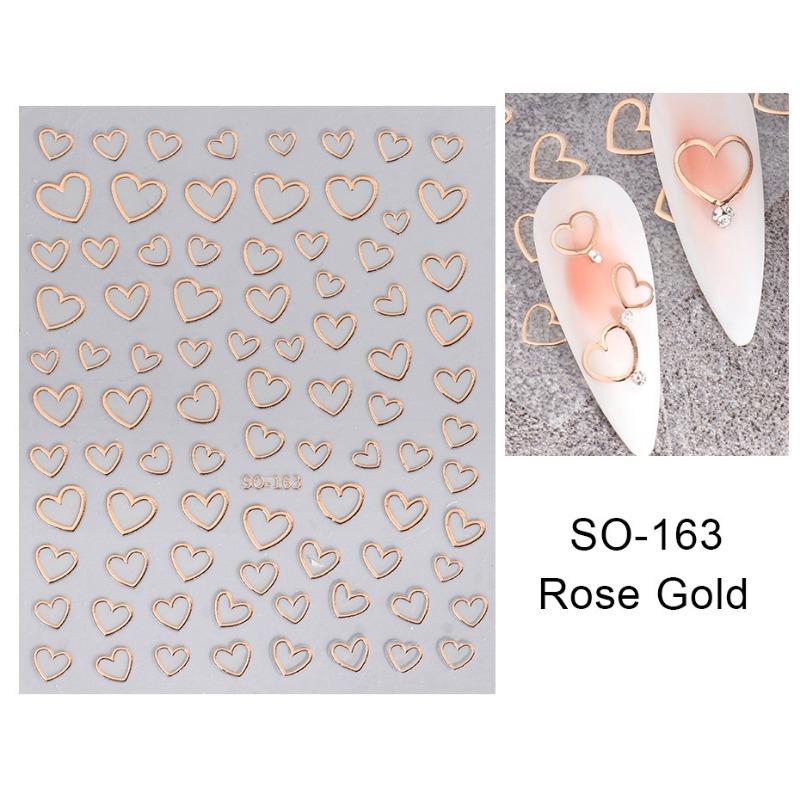 New Love Nail Art Stickers Metal Love Bronzing Rose Gold Faux Mirror Powder Love Nail Stickers