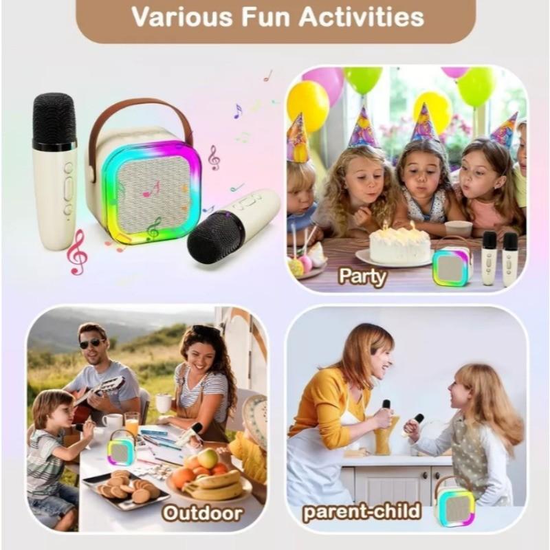 Wireless Mini Karaoke Speaker With Karaoke Bluetooth Microphone Home RGB Light Portable KTV Karaoke Machine