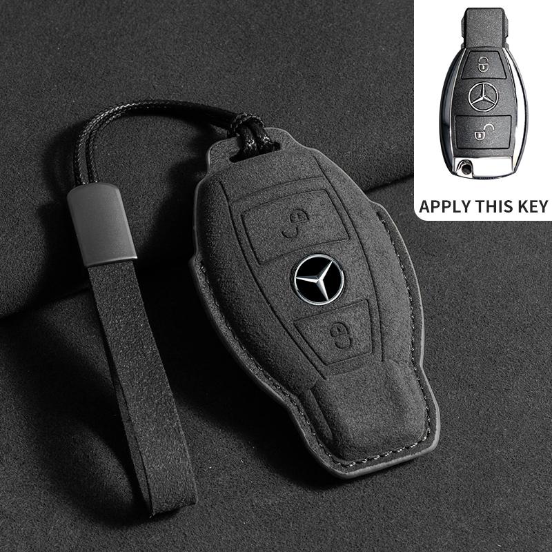 Suede Leather Car Key Case for Mercedes Benz E Class W213 W205 E200 E260 E300 E320 AMG CLA 2018 2019 2020 Remote Fob Shell Case