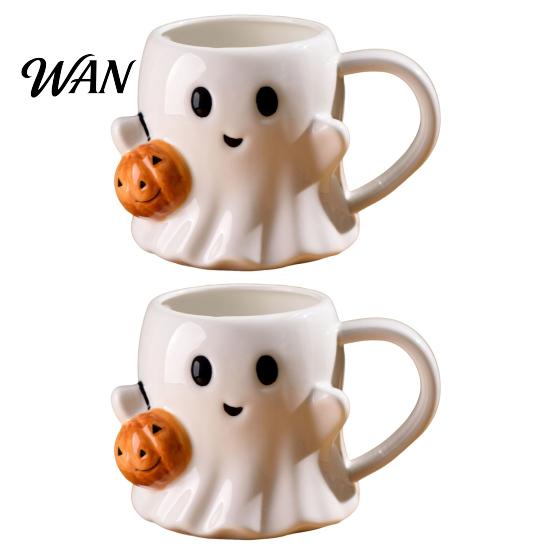 Exquisite Pattern Mug 1/2Pcs 600ml Water Cup 3D Effect Ghost Holding Pumpkin Coffee Design Ceramic Household Bar Kitchen Restaurant Beverage Container