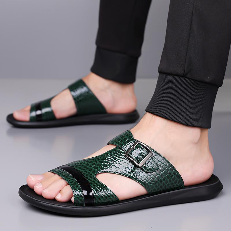 TUINANLE Men Slippers Leather Mens Shoes Slippers Casual Sandals for Men Outdoor Chaussure Homme Sandalias