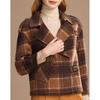 Women's Elegant Plaid Short Wool Blend Coat