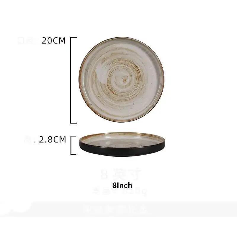 

Японская керамическая обеденная тарелка, поднос для стейка и еды, посуда, плоская тарелка с прямым краем, блюдо для салата и пасты, столовая посуда