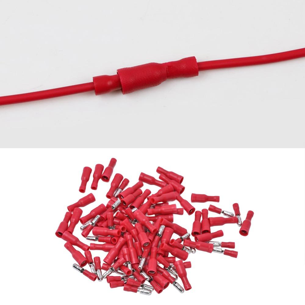 50 Pairs Red Male Female Connectors 22-16 AWG Wire Crimp Connectors Audio Wiring