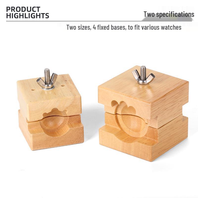 Adjustable Wooden Watch Repair Stand for Back Cover Fixing