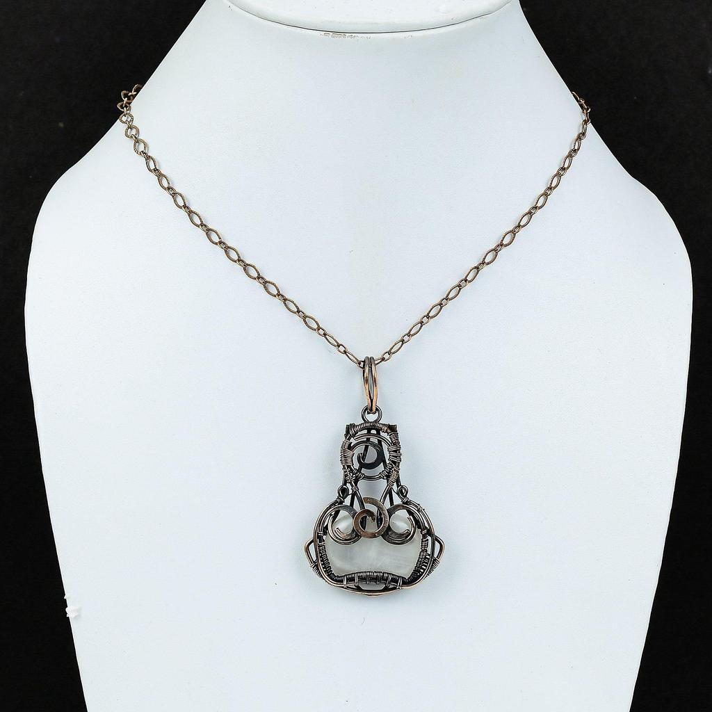 Rainbow Moonstone Pendant Copper Wire Wrapped Pendant Handmade Gemstone Jewelry Brand New Pendant Copper Jewelry For Gift Birthstone Pendant