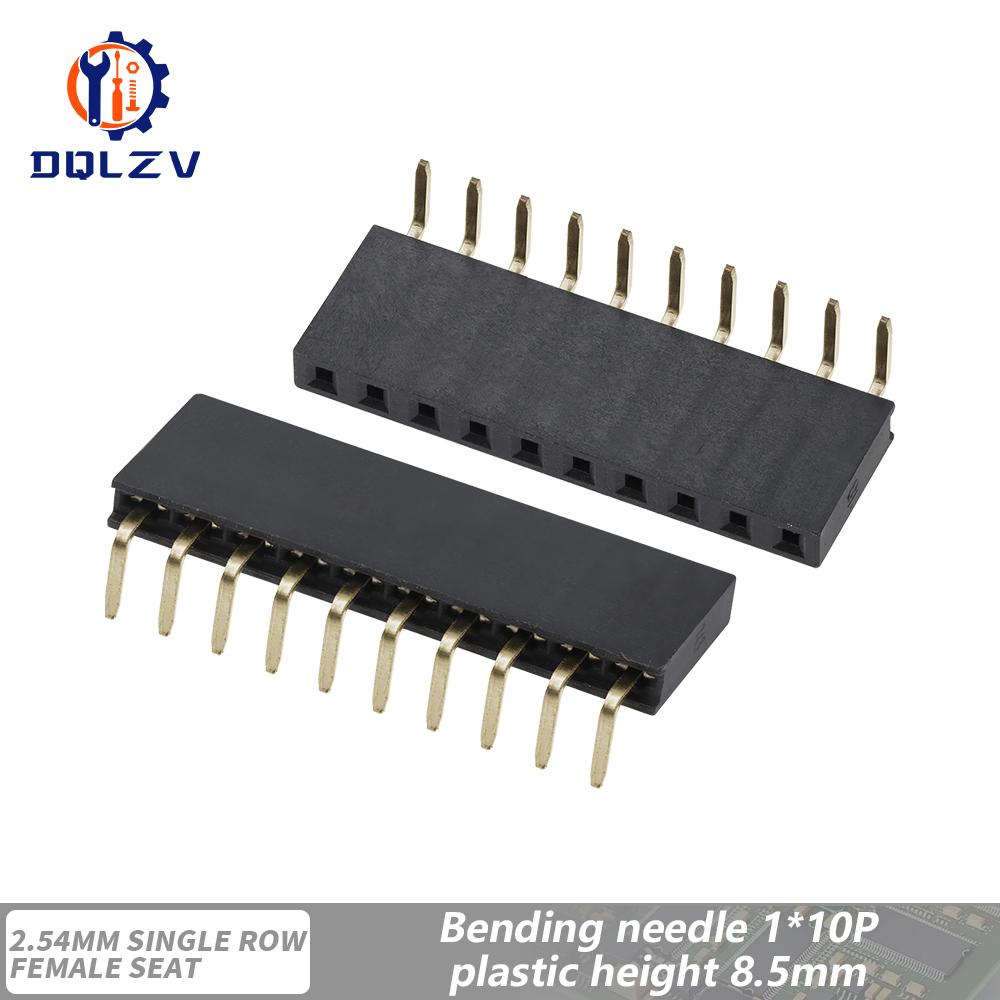 2.54mm Single Row Female Right Angle Pin Header Socket 1*2/3/4/5/6/7/8/9/10/20/40Pin Connector For Arduino