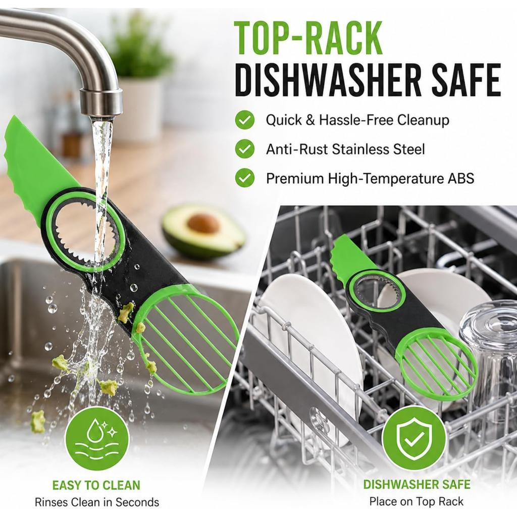3 In 1 Avocado Slicer Tool with Stainless Steel Pitter, ABS Non-Slip Grip Cutter for Splitting, Pitting and Slicing