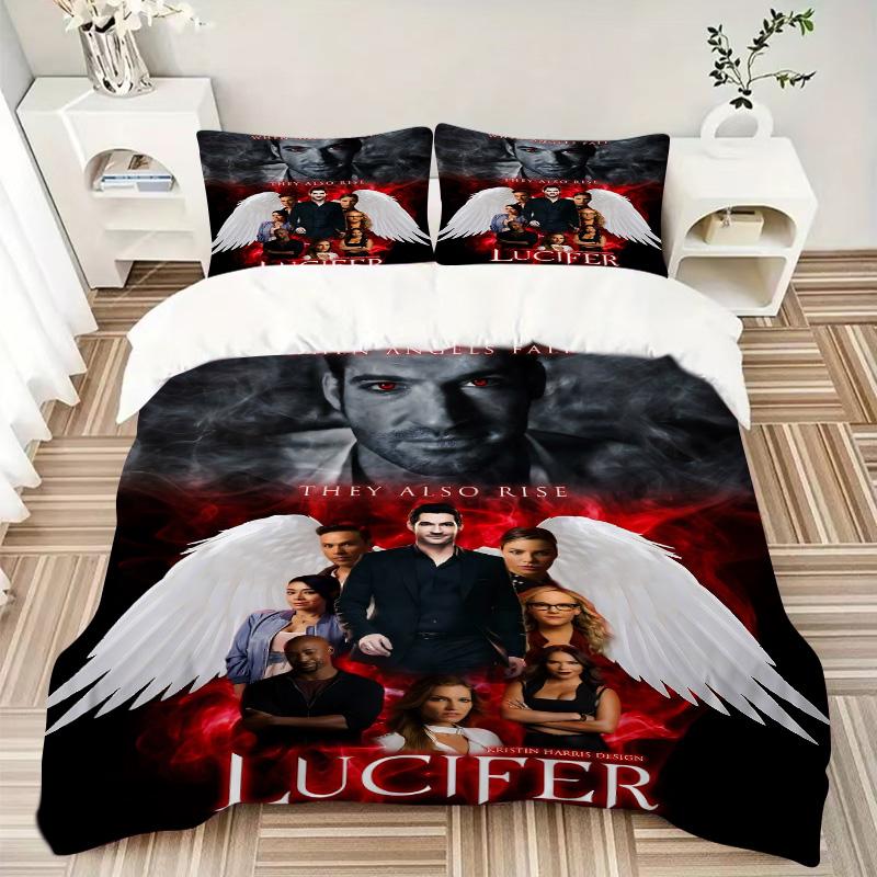 Angels Fall Lucifer Rises Print 3Pcs Bedding Setduvet Cover With 2 Bedropillowcase Home Birthday Gift