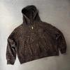 Felpa con cappuccio e zip larga vintage da uomo, stampa leopardata, streetwear casual
