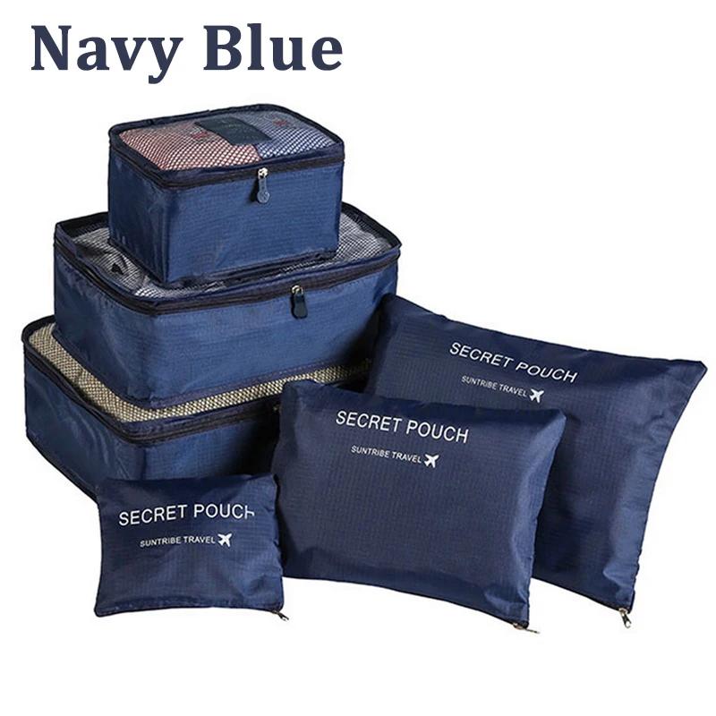 7Pcs Folding Travel Organizer Storage Bags Wardrobe Cube Suitcase Packing Set Storages Luggage Clothes Shoe Box