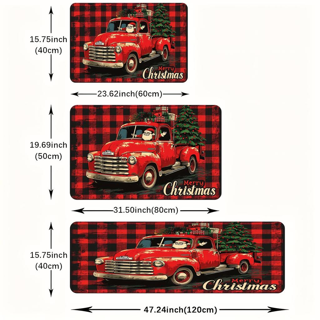 1Pcs Anti Fatigue Kitchen Rug  Merry Christmas Waterproof Non-Slip Thick Cushioned Kitchen Mat Heavy Duty Comfort Standing Mat for Kitchen