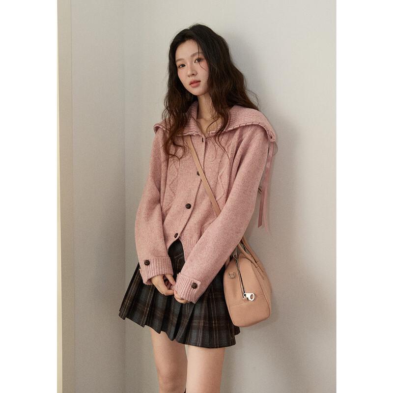 Women s Loose Lapel Cable Knit Cardigan M