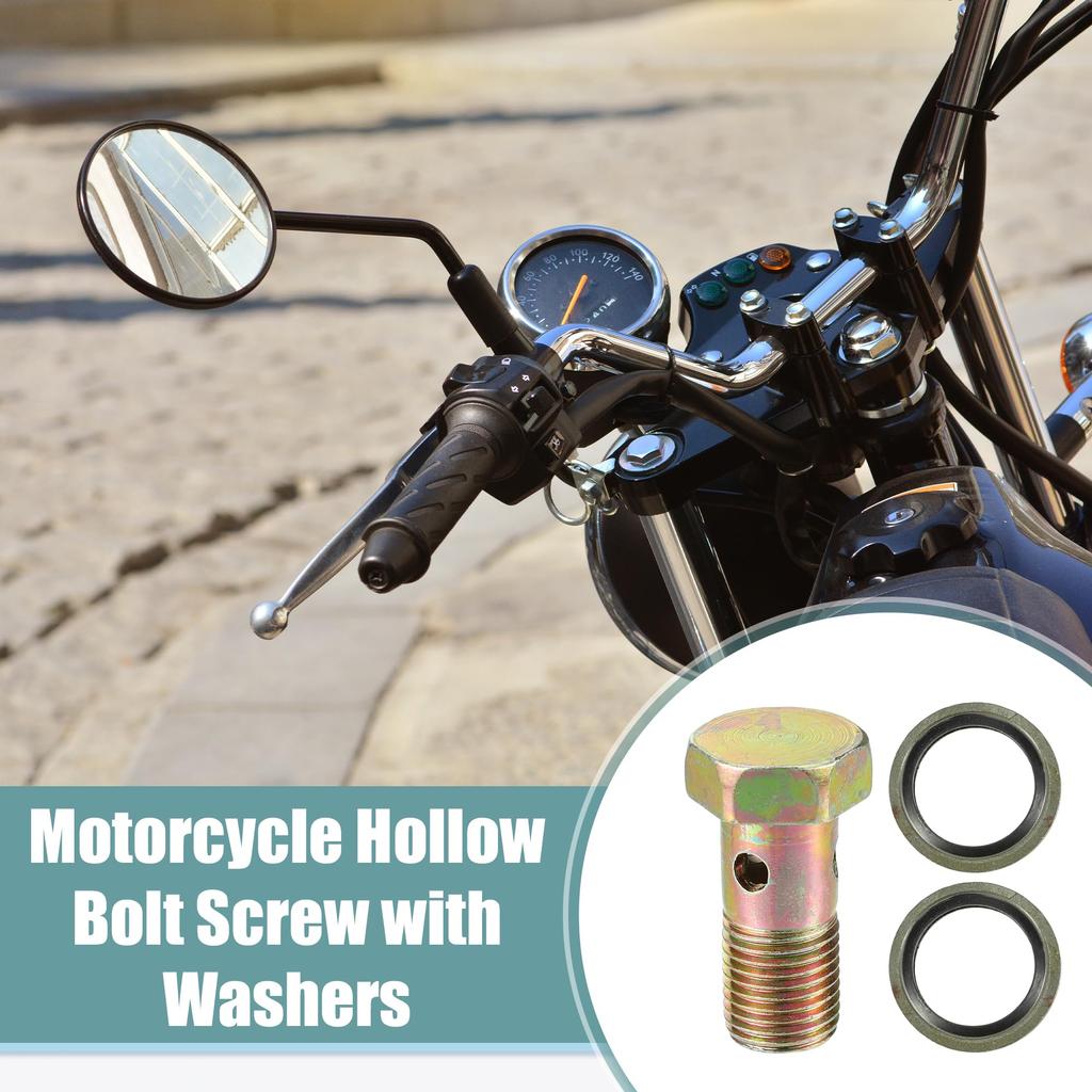 ACROPIX Universal Motorcycle 3 Hole Hollow Bolt Screw and Washer Set Brake Holo Screw,
