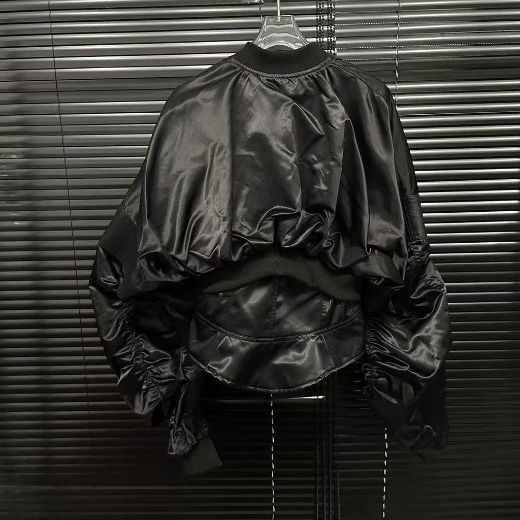 Jarní 2025 Zeštíhlující kožená bunda s řasením v pase