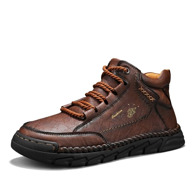 Herren High-Top Casual Sneaker Handgefertigte Lederschuhe Übergröße 39-48 Frühling & Herbst