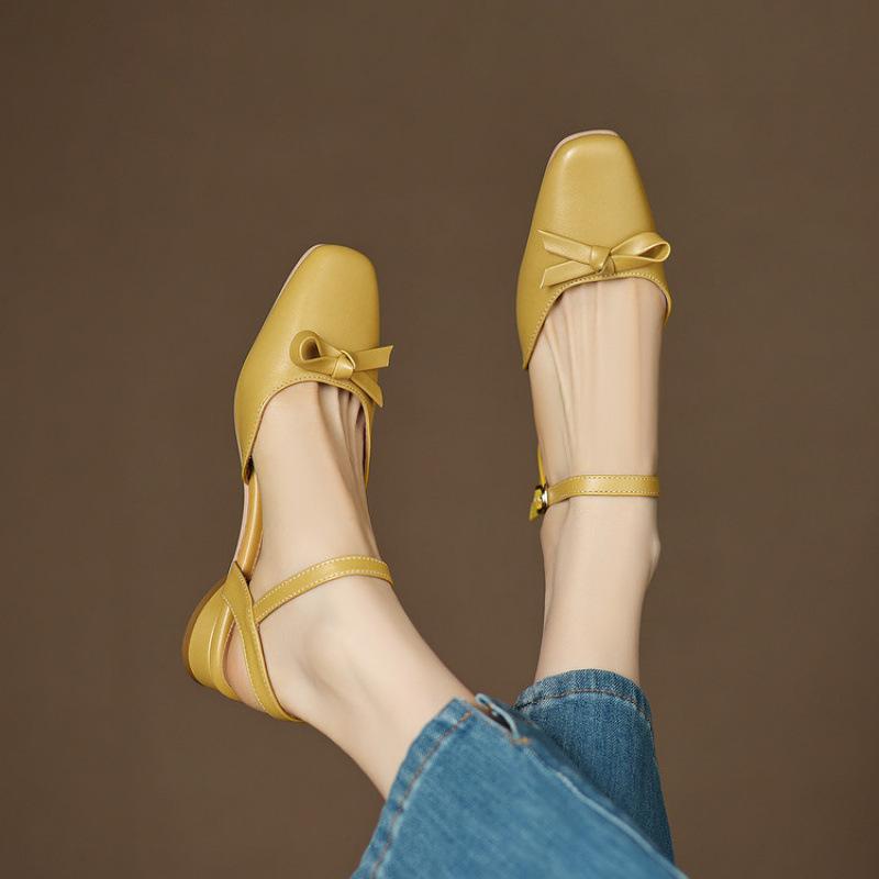 

New women s flat-soled sandals Korean version of soft-soled sandals women s comfortable rear empty sandals solid color size sandals bag head 39 жёлтый