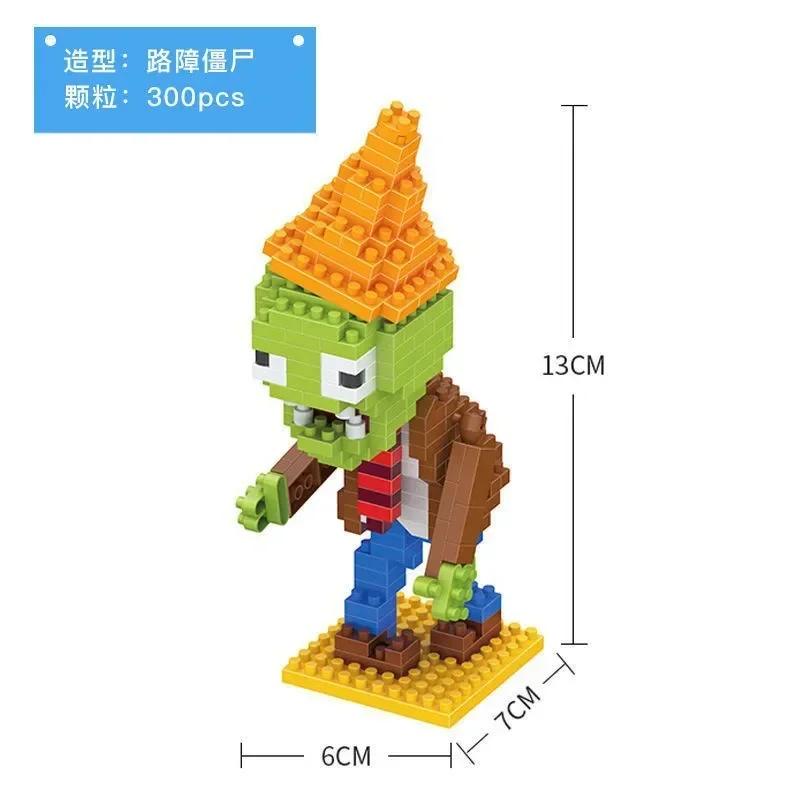 Non-Toxic Plants Vs Zombies Blocks Small Cartoon Mini Building Block Peashooter Sunflower Chomper Assemble Action Model Doll Toy For Kids