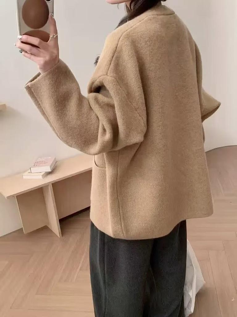 Korean version loose lazy wind knitted cardigan for women's autumn and winter thickened sweater jacket soft waxy warm thick