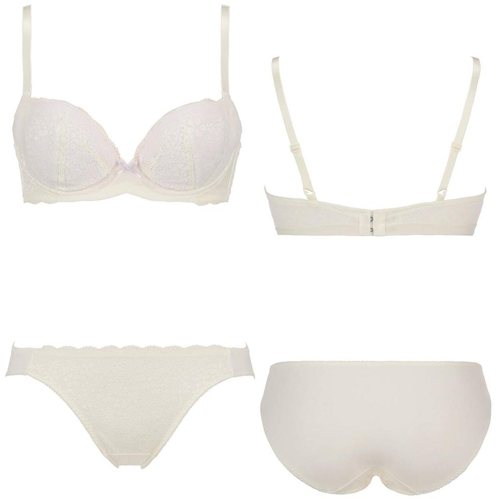 AMOSTYLE Tightening Bra Panty Daisy M014 Size E65M & Set, Lace, (Black),