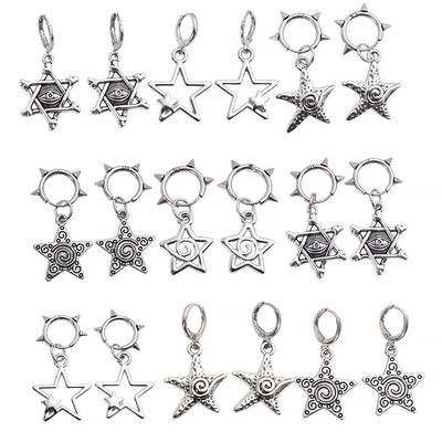 Boucles d'oreilles spirale étoile gothiques punk Y2K exquises pour femmes et hommes