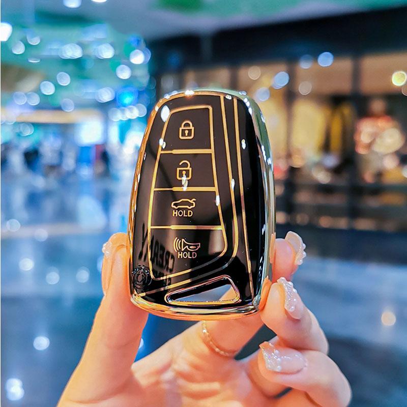 Fashion TPU Car Key Case Shell For Hyundai Santa Fe Sport Ix45 Equus Centennial Genesis G80 Grandeur Azera 2013-2016 Keychain