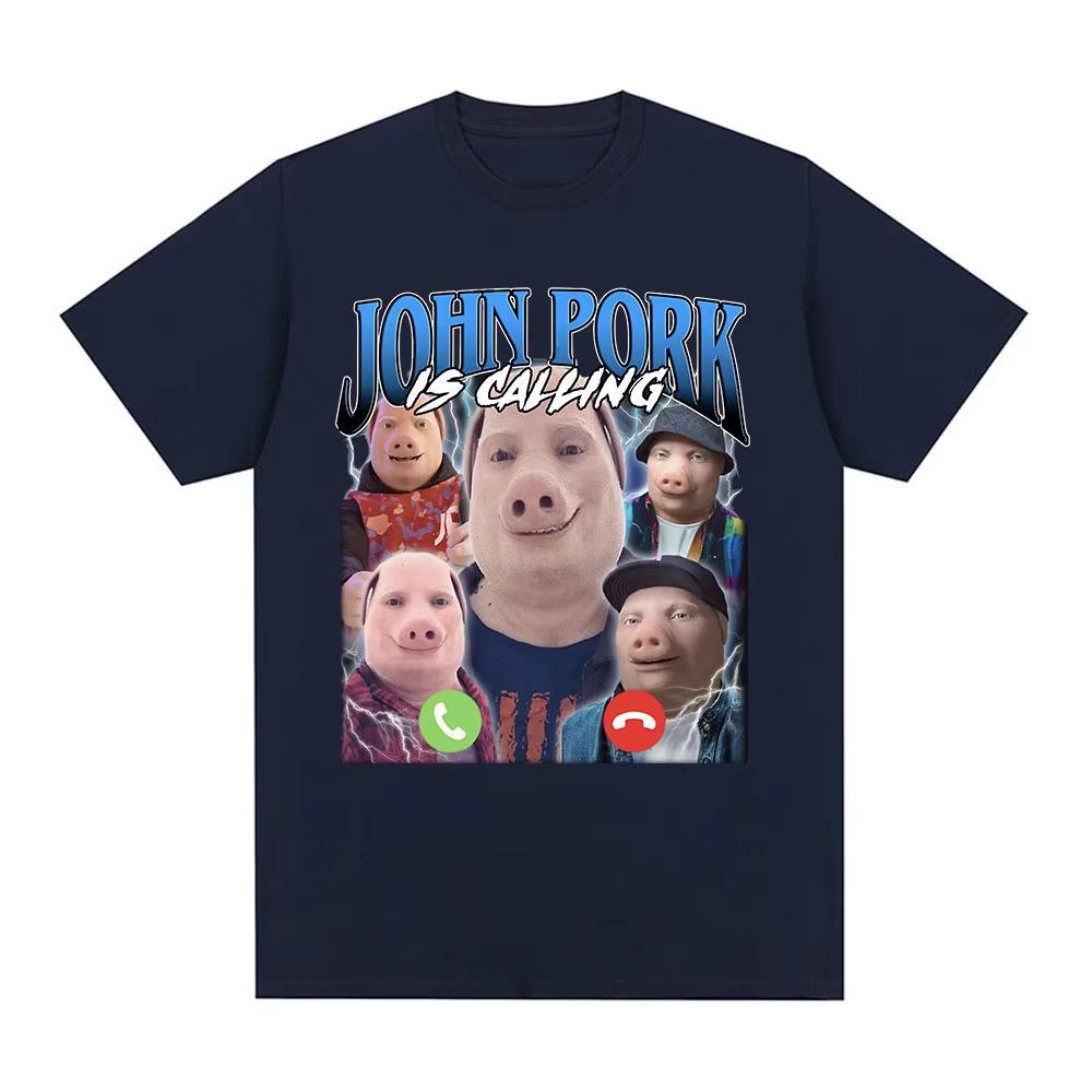 R.I.P John Pork Funny Humor Pig Meme T Shirt Men's Women Fashion Vintage Tops Cotton Oversized Short Sleeve Tee Nostalgic Casual