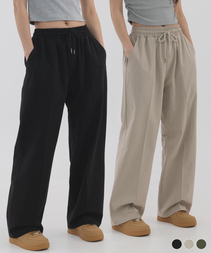 PIANER [2 Pack] Linen-Like Semi-Wide Pants (3 Colors) (Type A)